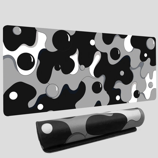 Black White Grey Bubble XXL Mouse PadThicken Waterproof Large Cool Gaming Mousepad with Stitched EdgeAnime Cool Geometric Spotted Dog Mousepad Non-Slip Base Mouse Keyboard Mat 31.5X15.7X0.16inch