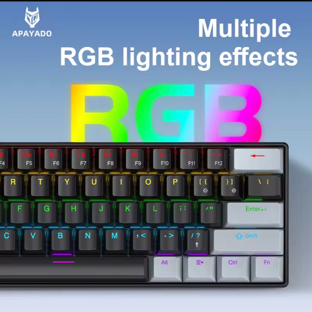 APAYADO K61 Mini Mechanical Keyboard — 61 Keys Phantom RGB Backlit