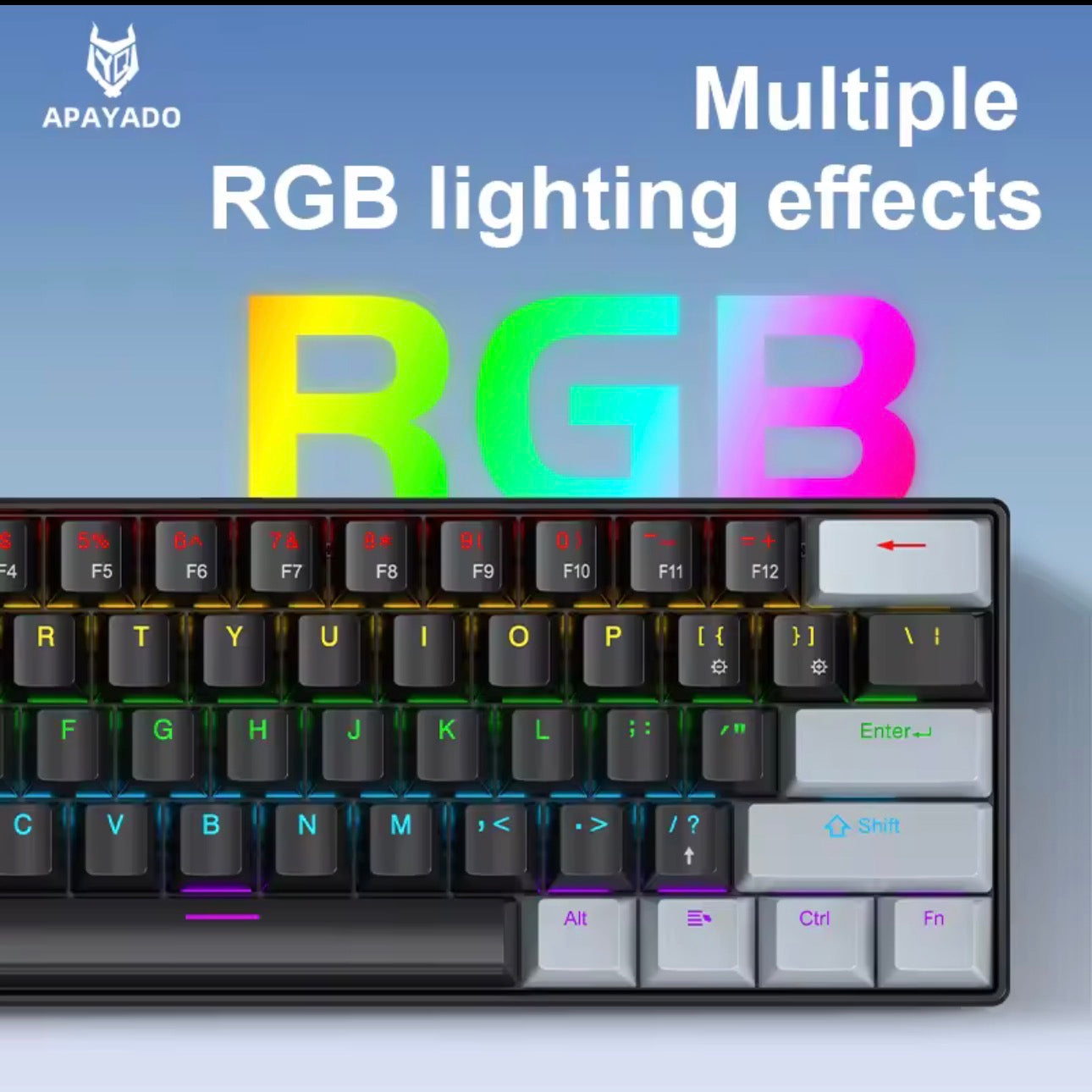 APAYADO K61 Mini Mechanical Keyboard — 61 Keys Phantom RGB Backlit