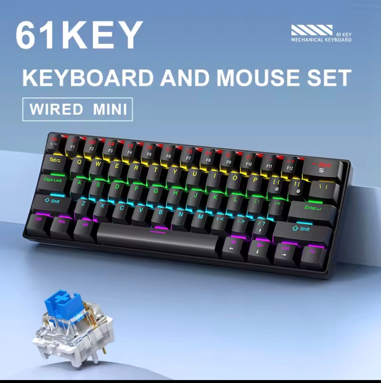 APAYADO K61 Mini Mechanical Keyboard — 61 Keys Phantom RGB Backlit