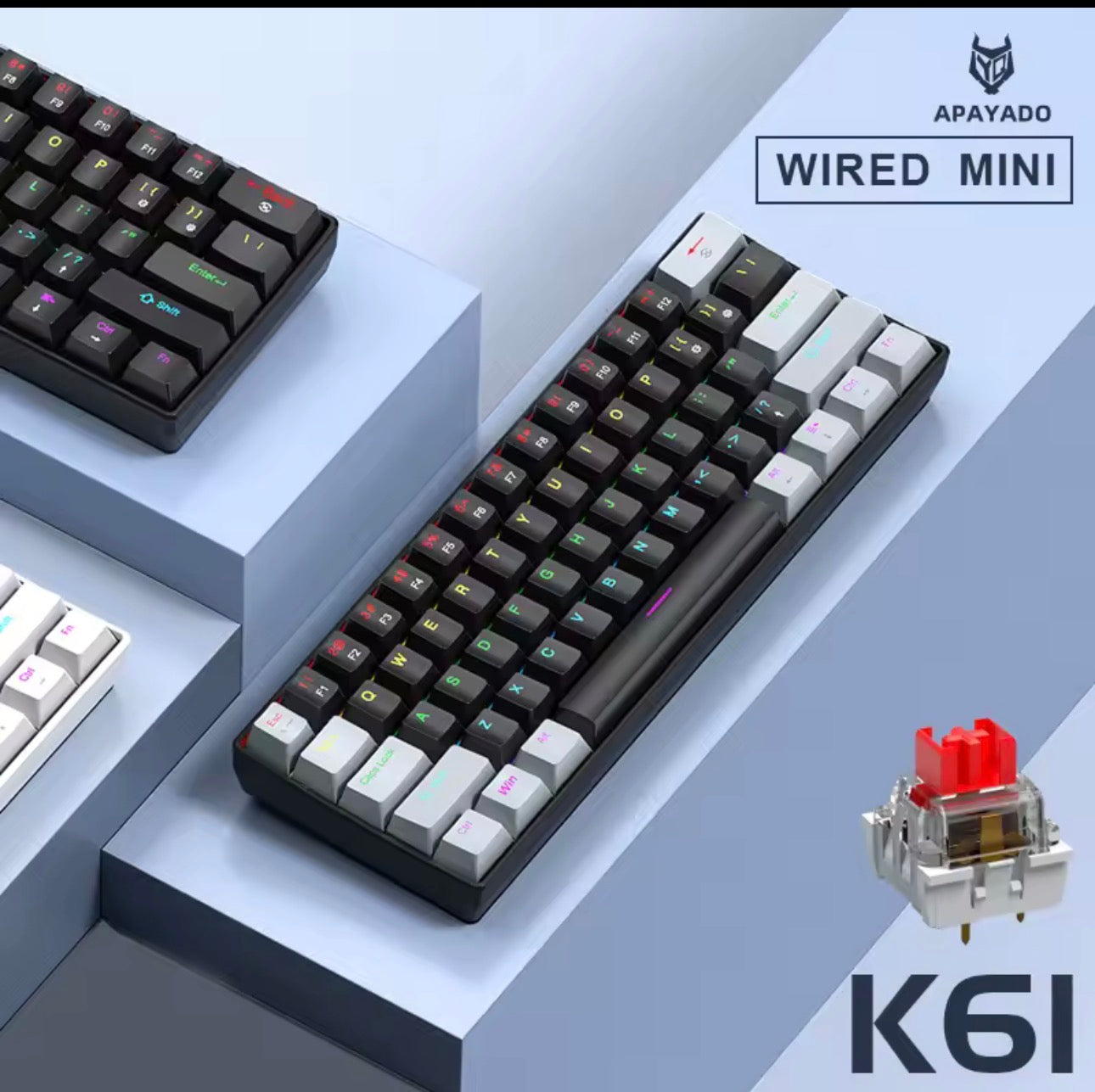 APAYADO K61 Mini Mechanical Keyboard — 61 Keys Phantom RGB Backlit
