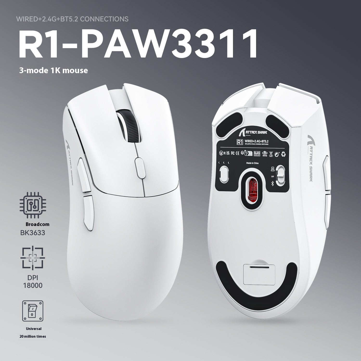 Attack Shark Tri-Mode Wireless Mouse